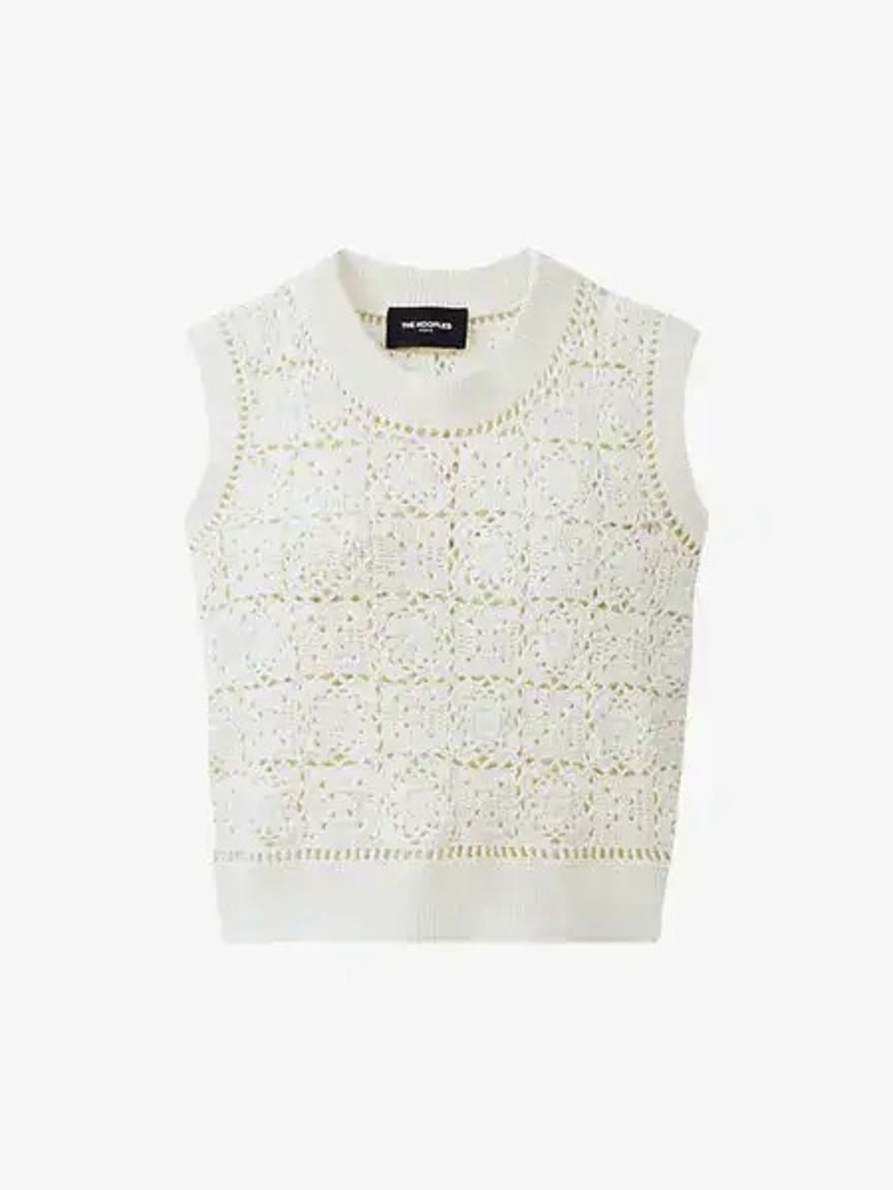 The Kooples Cream Ecrus Granny square Crochet Knit Sleeveless Top Size 1